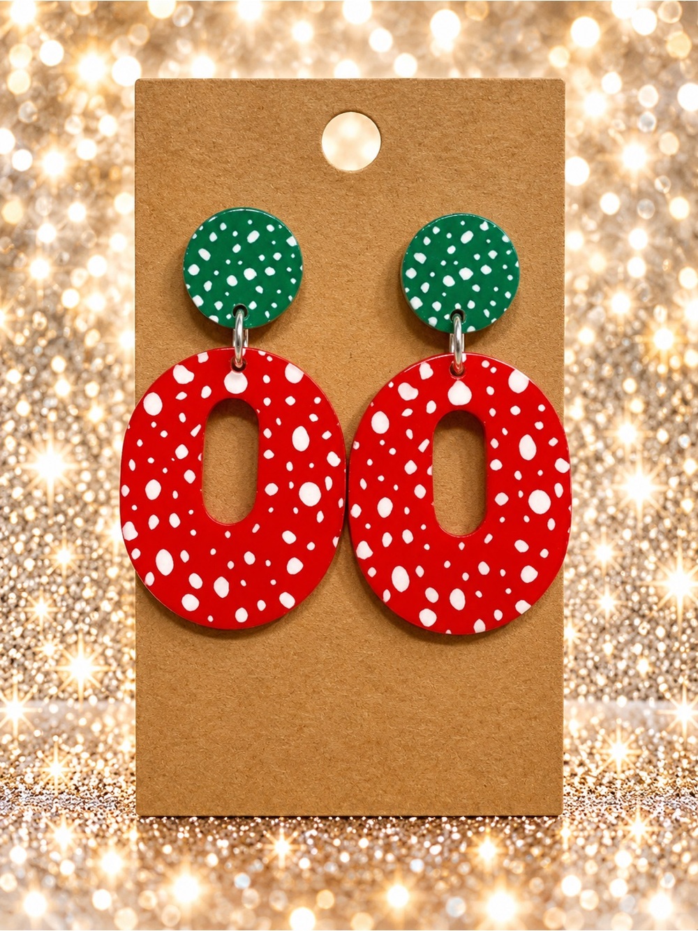 Holiday Red & Green Polka Dot Earrings